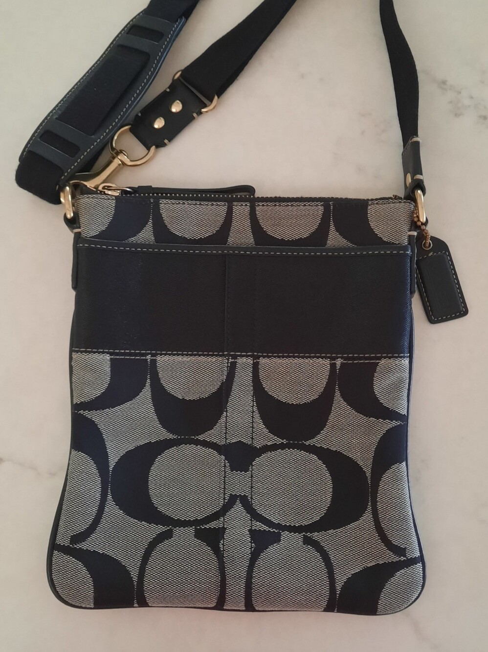 Coach Black and Gray Signature Jacquard Crossbody Bag